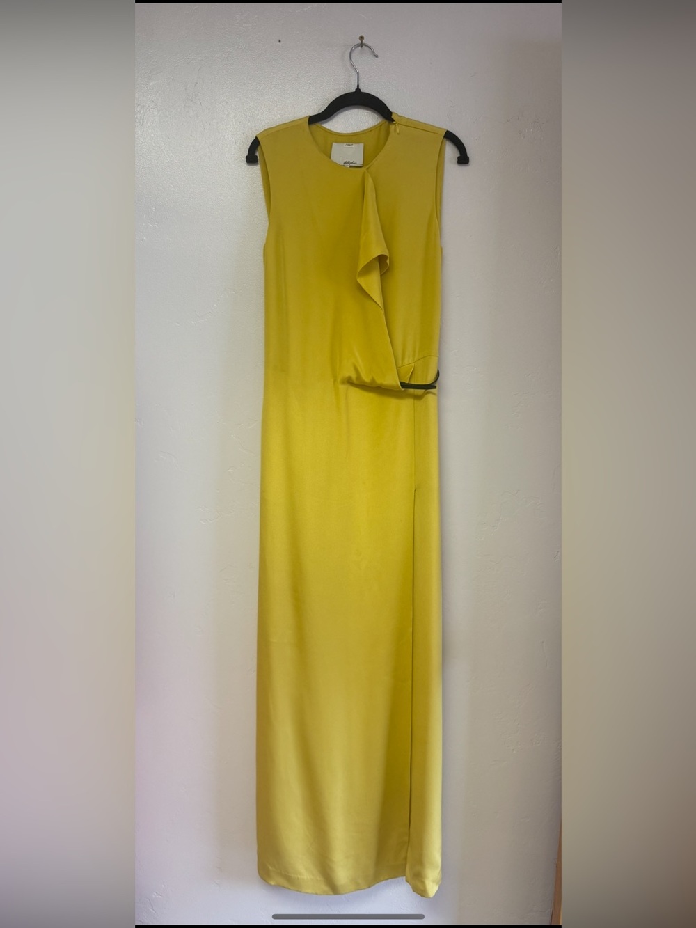 3.1 Philip Lim Yellow Silk Belted Column Gown
